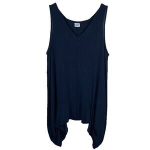 OH MY GAUZE! Flounce Tank Dress Size L/ XL Dk Navy Boho Lagenlook Coastal Beach